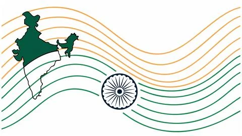India flag design with map of india and ashoka chakra for independence day vecto Stock Illustration