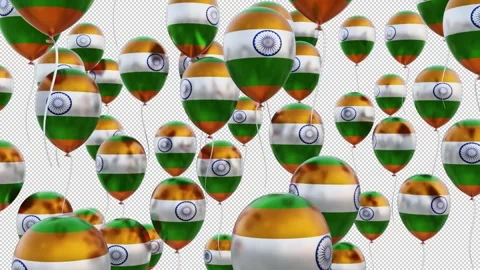 India Flag On The Flying Balloons Stock Footage 314666494