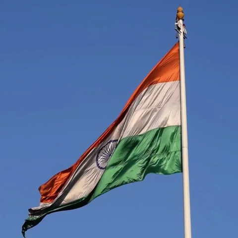 India flag flying high at Connaught Place with pride with plain white backg.. Stock Footage 341561554
