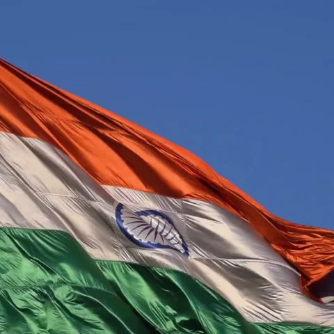 India flag flying high at Connaught Place with pride with plain white backg.. Stock Footage 341561559