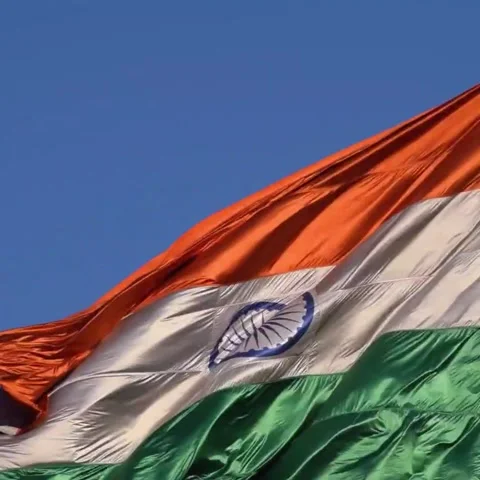 India flag flying high at Connaught Place with pride with plain white backg.. Stock Footage 341561572