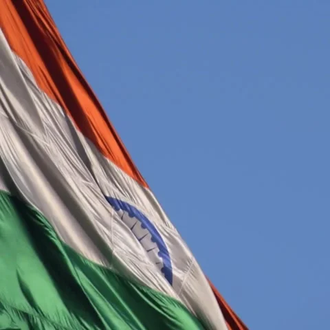 India flag flying high at Connaught Place with pride with plain white backg.. Stock Footage 341561577