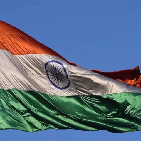 India flag flying high at Connaught Place with pride with plain white backg.. Stock Footage 341561580