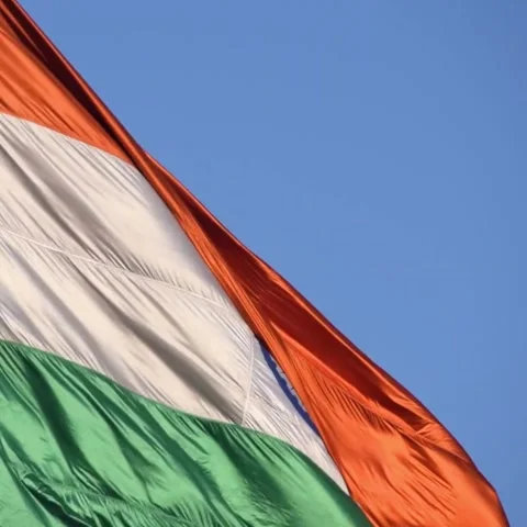 India flag flying high at Connaught Place with pride with plain white backg.. Stock Footage 341561585
