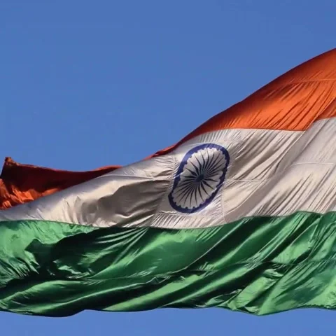 India flag flying high at Connaught Place with pride with plain white backg.. Stock Footage 341561591