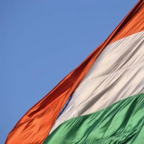 India flag flying high at Connaught Place with pride with plain white backg.. Stock Footage 341561595