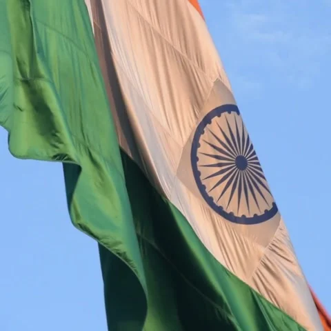 India flag flying high at Connaught Place with pride with plain white backg.. Stock Footage 341561600