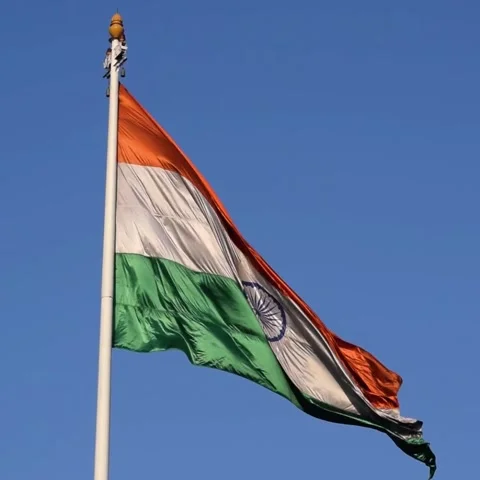 India flag flying high at Connaught Place with pride with plain white backg.. Stock Footage 341561604