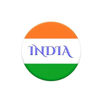 India Flag Glossy round Button with word India Stock-Illustration