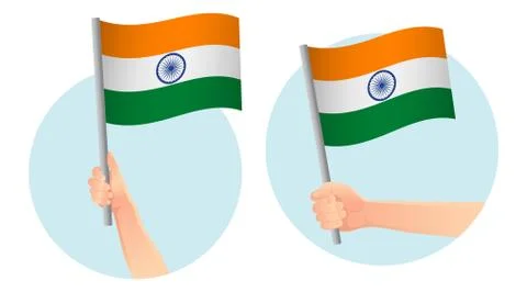 India flag in hand icon Illustrazione stock