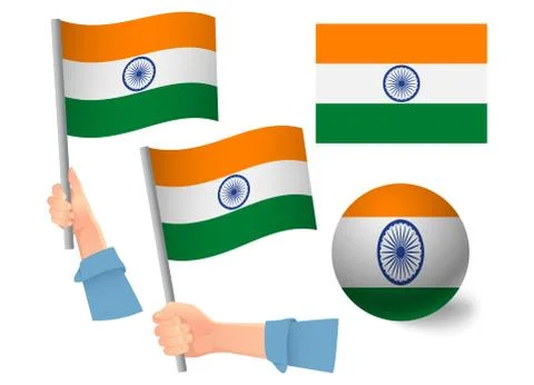 India flag in hand icon Stockillustratie