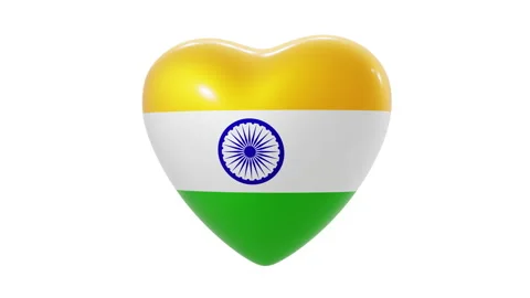 India flag heart looping 3D animation Stock Footage 146326486