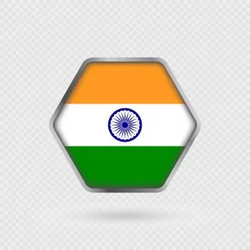 India flag in a hexagon frame. Stock Illustration