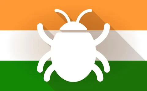 India flag icon with a bug Stock Illustration