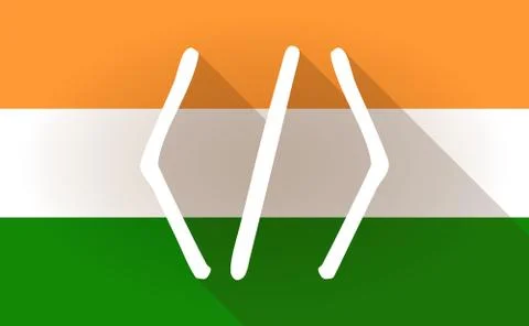 India flag icon with a code sign Stock-Illustration