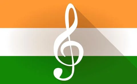 India flag icon with a g clef Stock Illustration