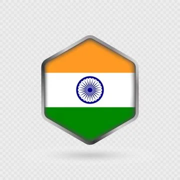 India Flag Icon in Hexagon Shape. Stock Illustration