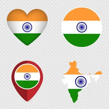 India Flag Icons Pack. Vector illustration. Stock Illustration