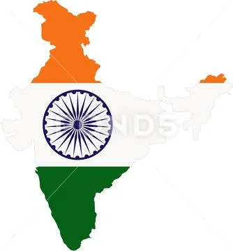 India Flag in India Map, India Map with Flag, Country Map, India with ...