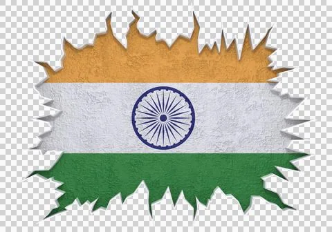 India flag inside cracked wall 스톡 일러스트
