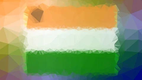 India Flag ISO:IN dissolving technological tessellating looping moving polygo 動画素材 109237850
