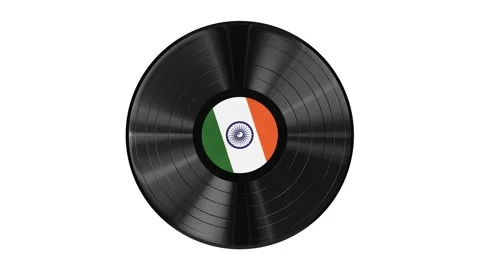 India flag label vinyl record looping 3D animation with alpha Stock Footage 157975427