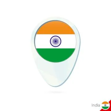India flag location map pin icon on white background. Stock Illustration