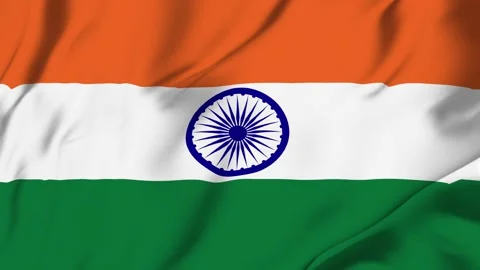 India flag loop animation with fabric texture, seamless waving background Stock Footage 342673058