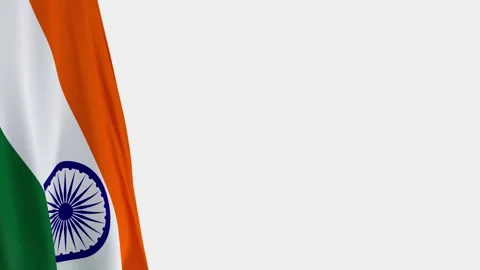 India Flag Loop on Left Side, Waving National Symbol with Copy Space 스톡 동영상 332642324
