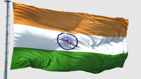 India Flag Loop Waving With Alpha Channel Video Stock Footage 318226577