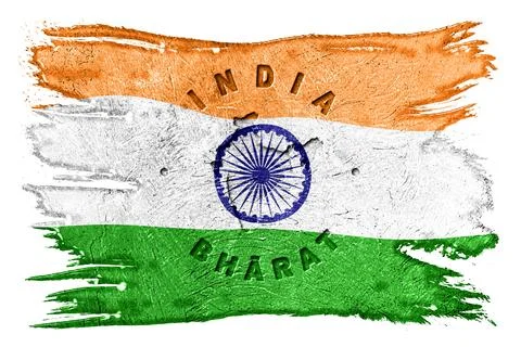 India Flag with Map Brush Stroke Foto stock