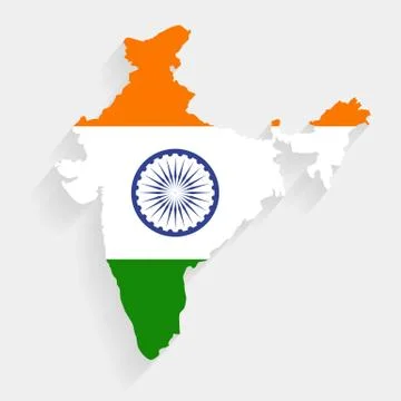 India flag map on gray background, vector Stock Illustration