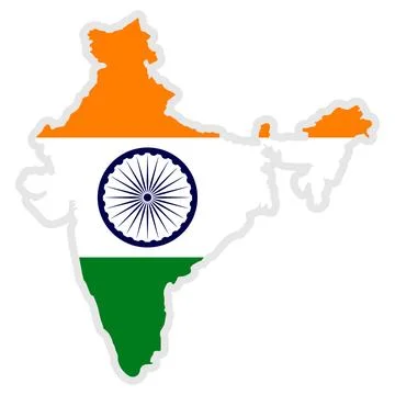 India flag map Illustrazione stock