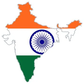 India flag map Stock Illustration