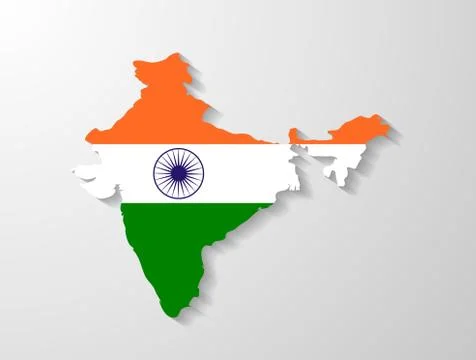 India  flag map with shadow effect Stock Illustration