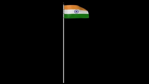 India Flag on Pole with Alpha Channel Video stock 87296270