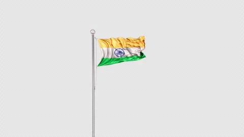 India   Flag Pole  Animation Include Alpha 3D Rendering Stock-Footage 312075822
