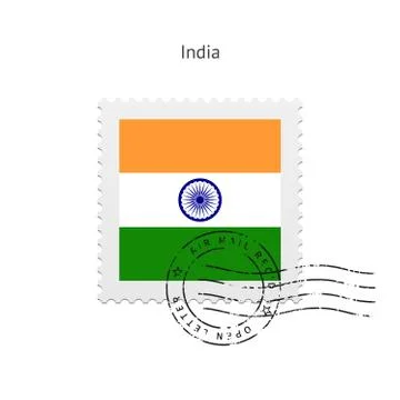 India Flag Postage Stamp Stock Illustration