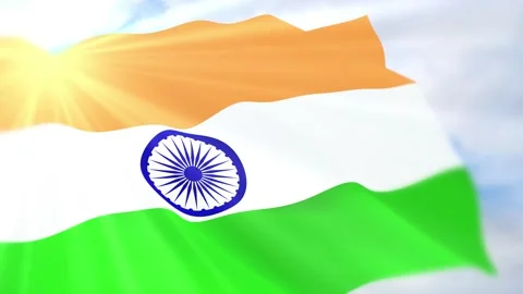 India Flag Seamless Loop 4k 60fps on Sky Background Stock Footage 340624970