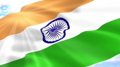India Flag Seamless Loop 4k 60fps on Sky Background Stock Footage 341561709
