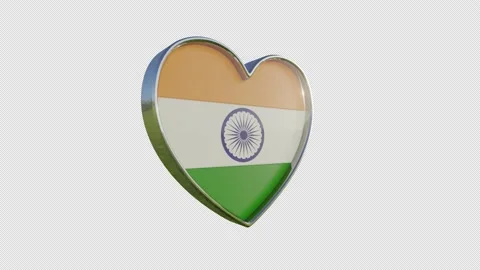 India Flag in the Shape of 3D Heart. Video stock 136290685