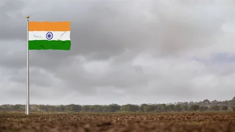 India flag on sky clouds timelapse seamless looping 3D rendering video. Beaut Stock Footage 123288294