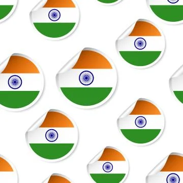 India flag sticker seamless pattern background. Business concept label pictog Stock Illustration