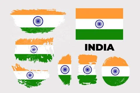 India flag T shirt vector design illustration, Indian Flag colors brush strokes. Stock Illustration