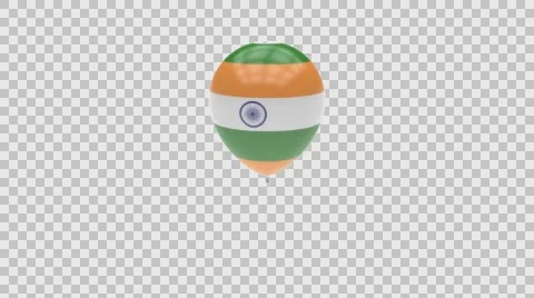 India flag textured balloon rotating Alpha Video stock 61409894