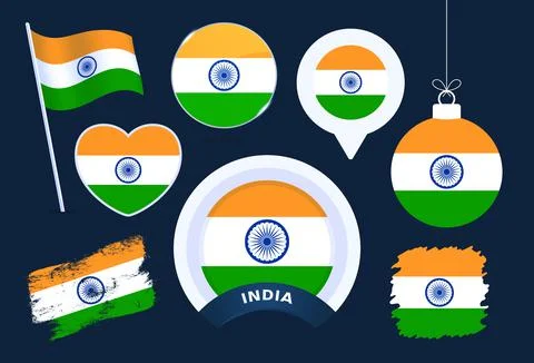 India flag vector collection. big set of national flag design elements in dif Stock Illustration