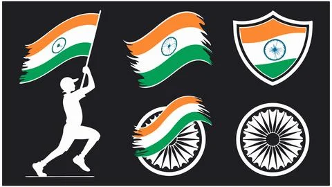 India flag vector design elements for independence day celebration and patriotic Stock Illustration