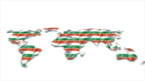 India flag wave 3d earth map animation white background Stock Footage 264294437