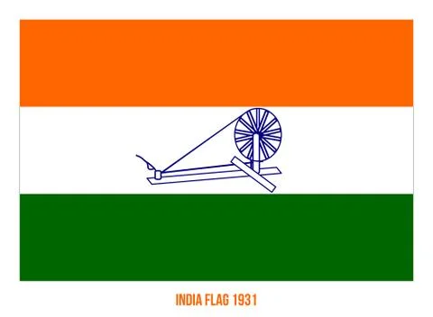 India Flag Waving 1931 Vector Illustration on White Background. Stock Illustration