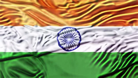 India Flag Waving 3D Animation Loop. 库存影片 336521606